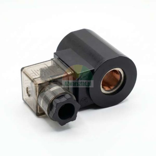 Cewka elektromagnetyczna 16mm 24V DC z wtykiem i czarną obudową