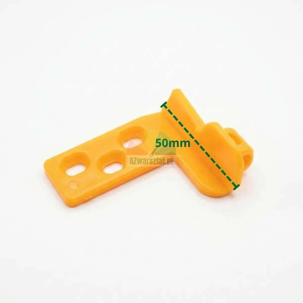 Żółty plastikowy izolator bramowy z oznaczeniem wymiaru 50mm na białym tle.