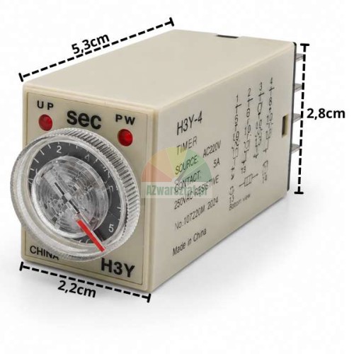 Przekaźnik czasowy H3Y-4 AC 220V, 5 sekund, 14 PIN