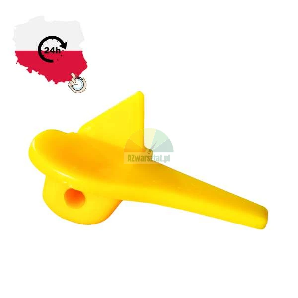 Żółty plastikowy element spustowy do pistoletu natryskowego na białym tle