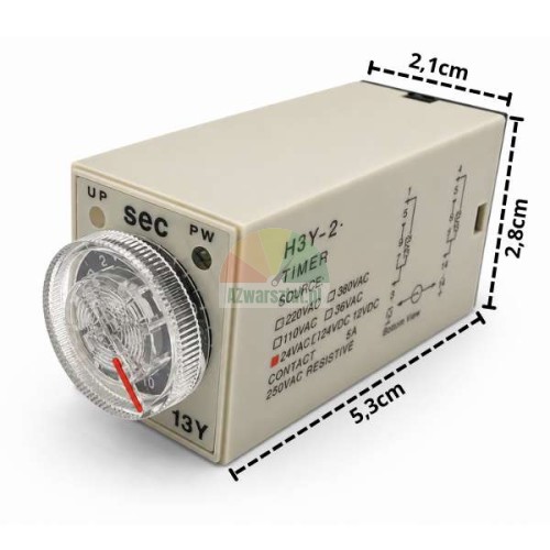 Przekaźnik czasowy H3Y-2 AC 24V 10s 8-pin