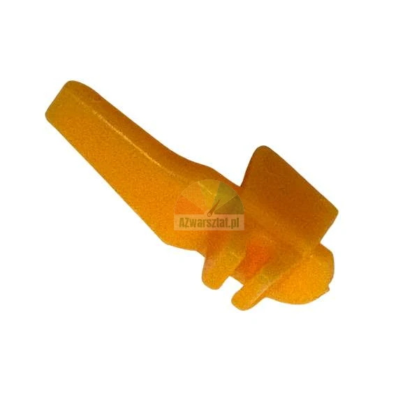 Mały pomarańczowy plastikowy element dźwigni lub spustu do urządzenia mechanicznego