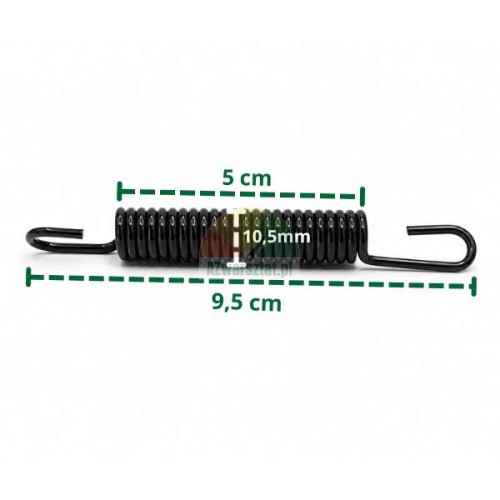 Czarna sprężyna naciągowa o długości 9.5 cm i średnicy 1.5 cm