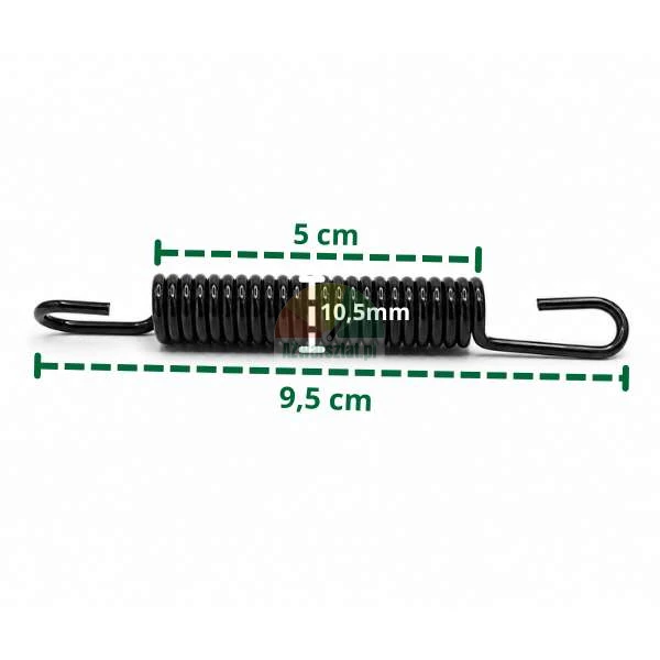 Czarna sprężyna naciągowa o długości 9.5 cm i średnicy 1.5 cm