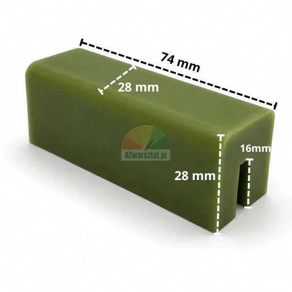Zielony ślizg podnośnika 74mm x 28mm x 28mm
