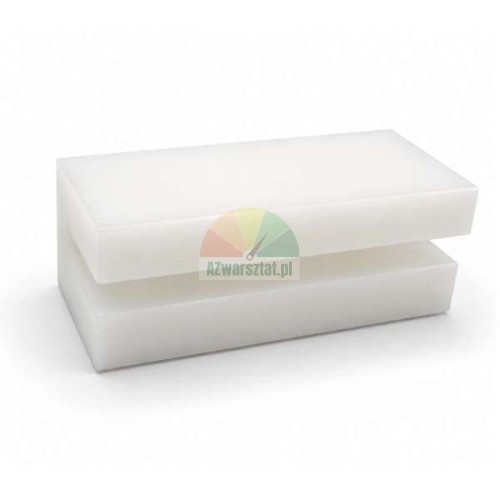 Biały plastikowy ślizg podnośnika o wymiarach 7,2cm x 3,8cm x 3cm na jasnym tle