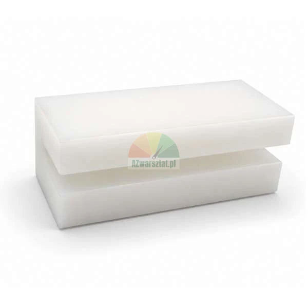 Biały plastikowy ślizg podnośnika o wymiarach 7,2cm x 3,8cm x 3cm na jasnym tle