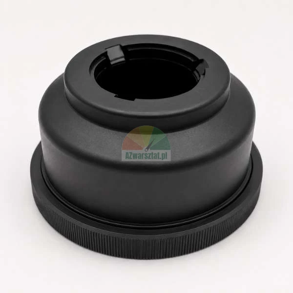 Czarny plastikowy adapter do nakrętki szybkomocującej wyważarki, widok z góry na jasnym tle