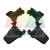 Cztery czarne plastikowe elementy montażowe lub klipsy, ułożone symetrycznie na białym tle.