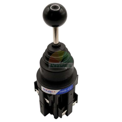 Joystick panelu sterowania montażownicy ciężarowej HKB-402 z czarną kulką i gumową osłoną.