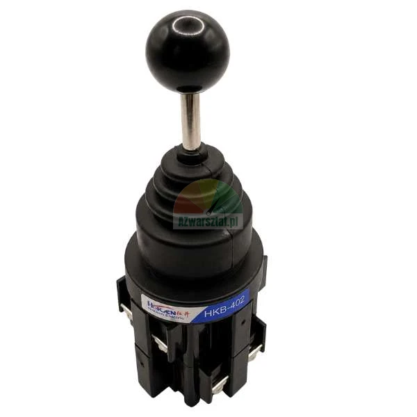 Joystick panelu sterowania montażownicy ciężarowej HKB-402 z czarną kulką i gumową osłoną.