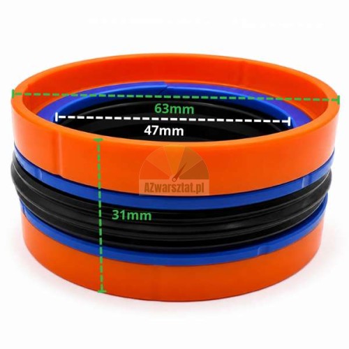 Uszczelka tłoka siłownika hydraulicznego 63x47x31mm z oznaczonymi wymiarami