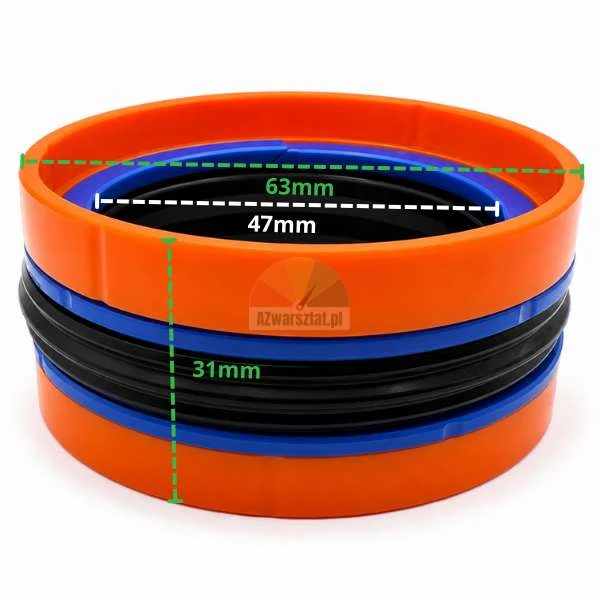 Uszczelka tłoka siłownika hydraulicznego 63x47x31mm z oznaczonymi wymiarami