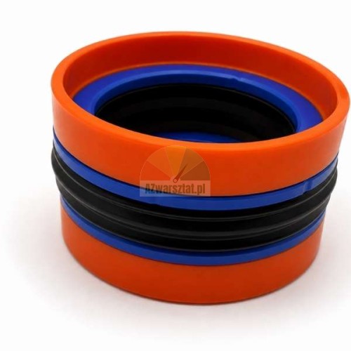 Kompaktowa uszczelka tłoka siłownika hydraulicznego o wymiarach 55x39x31 mm z niebieskimi i pomarańczowymi pierścieniami.