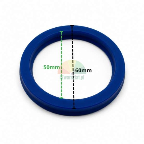 Niebieska uszczelka siłownika UN 50x60x6 z wymiarami 50mm i 60mm