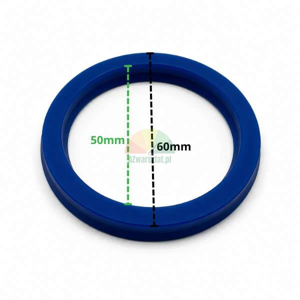 Niebieska uszczelka siłownika UN 50x60x6 z wymiarami 50mm i 60mm