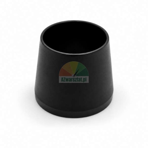 Czarny plastikowy stożek 40mm o wymiarach od 4,4cm do 6,2cm na białym tle