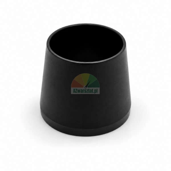 Czarny plastikowy stożek 40mm o wymiarach od 4,4cm do 6,2cm na białym tle