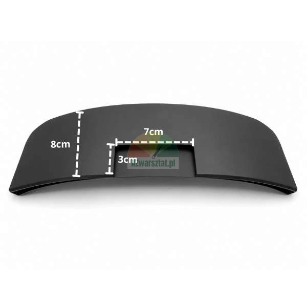 Czarna plastikowa osłona łyżki odbijacza 26 cm z wymiarami 8 cm i wycięciem 7x3 cm.