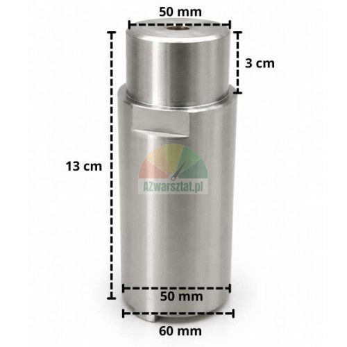 Metalowe przedłużenie płyty nośnej o wysokości 10 cm i średnicy 50 mm z wymiarami