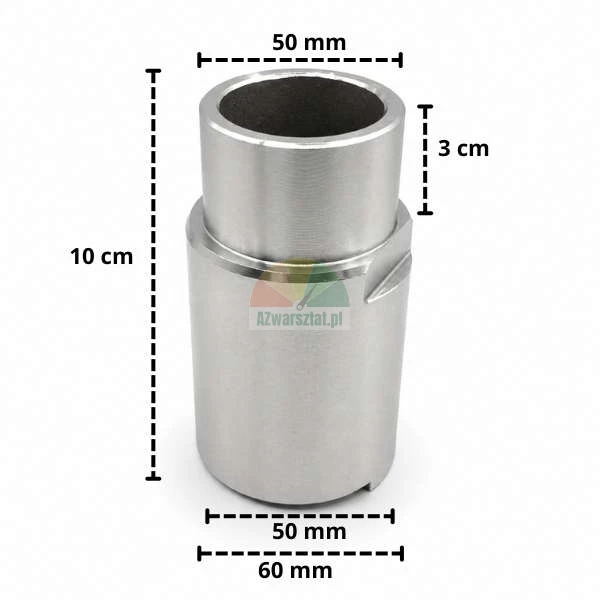 Metalowe przedłużenie płyty nośnej o wysokości 7 cm i średnicy 50 mm z zwymiarowaniem