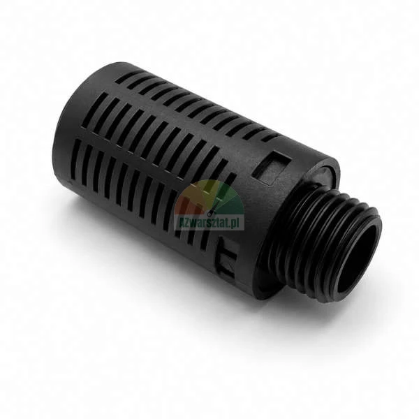 Czarny plastikowy filtr ssący z gwintem zewnętrznym i szczelinową osłoną