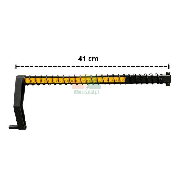 Ramię miernika z żółtą podziałką 0-26 cm i całkowitą długością 41 cm