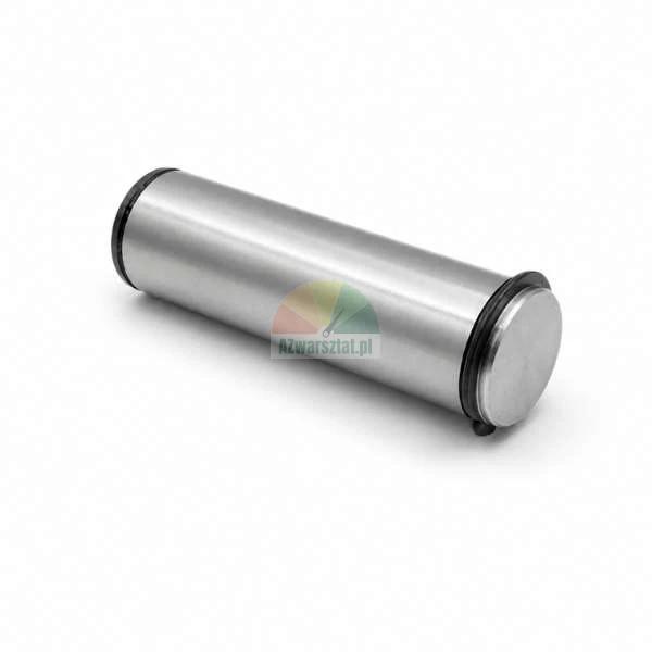 Metalowy trzpień cylindryczny z gumowymi uszczelkami o-ring na końcach na białym tle