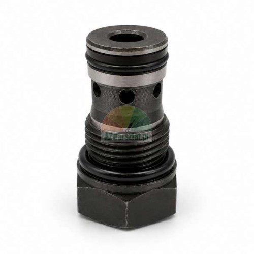 Hydrauliczny zawór zwrotny nabojowy o gwincie 18 mm z uszczelkami o-ring na białym tle.