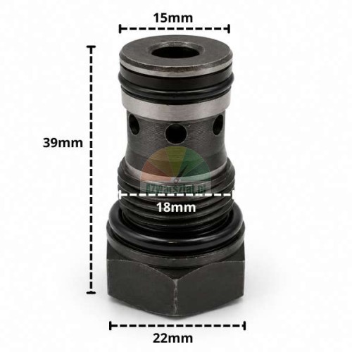 Zawór zwrotny z gwintem 18mm i wymiarami 39mm, 15mm, 18mm, 22mm