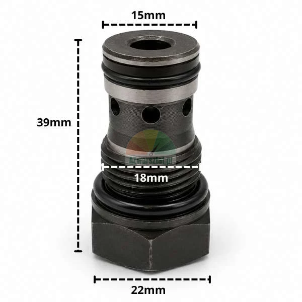 Zawór zwrotny z gwintem 18mm i wymiarami 39mm, 15mm, 18mm, 22mm