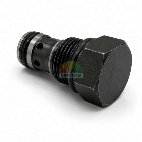 Metalowy korek hydrauliczny z łbem sześciokątnym, gwintem i uszczelnieniami typu o-ring na białym tle.