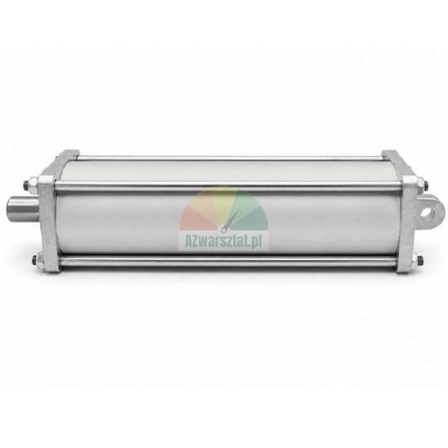 Kompletny siłownik pneumatyczny do montażownicy o wymiarach 280mm x 82mm x 82 mm i średnicy 75 mm, widok z boku