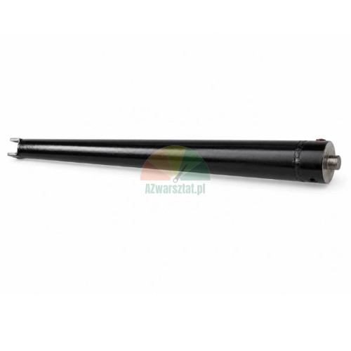 Czarny siłownik hydrauliczny 109 cm z uchwytem montażowym na białym tle