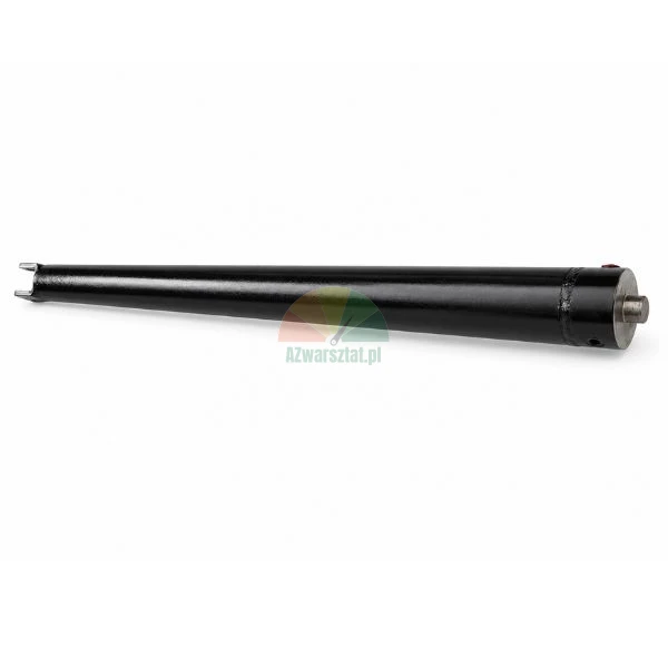 Czarny siłownik hydrauliczny 109 cm z uchwytem montażowym na białym tle