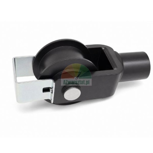 Czarne koło łańcucha podnośnika dwukolumnowego z uchwytem 38 mm na białym tle