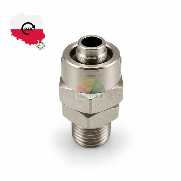 Metalowe szybkozłącze hydrauliczne z gwintem zewnętrznym na białym tle