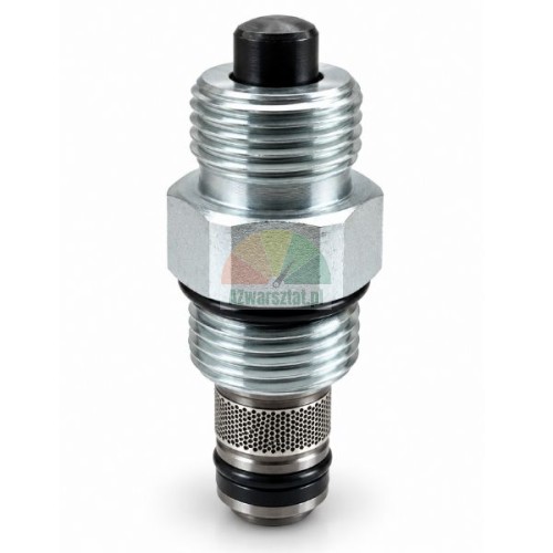 Metalowy zawór opuszczania podnośnika 13mm / G19mm z uszczelkami i filtrem siatkowym na białym tle