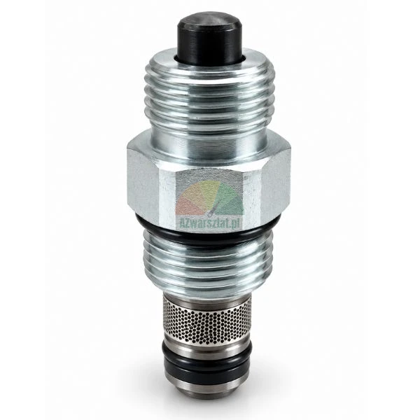 Metalowy zawór opuszczania podnośnika 13mm / G19mm z uszczelkami i filtrem siatkowym na białym tle