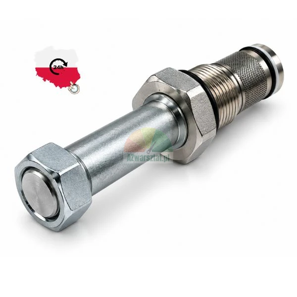 Hydrauliczny zawór wkręcany nabojowy z filtrem siatkowym i uszczelnieniem O-ring na białym tle