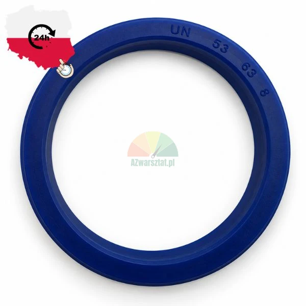 Niebieskie poliuretanowe uszczelnienie hydrauliczne UN 53 63 8 na białym tle