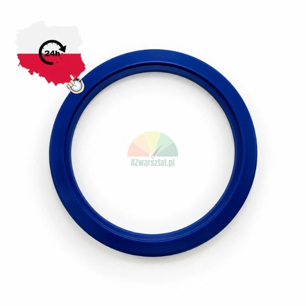 Niebieski poliuretanowy pierścień uszczelniający do siłowników hydraulicznych na białym tle