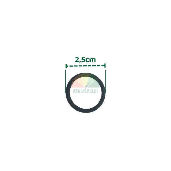 Czarna gumowa uszczelka o-ring z oznaczoną średnicą 2,5 cm