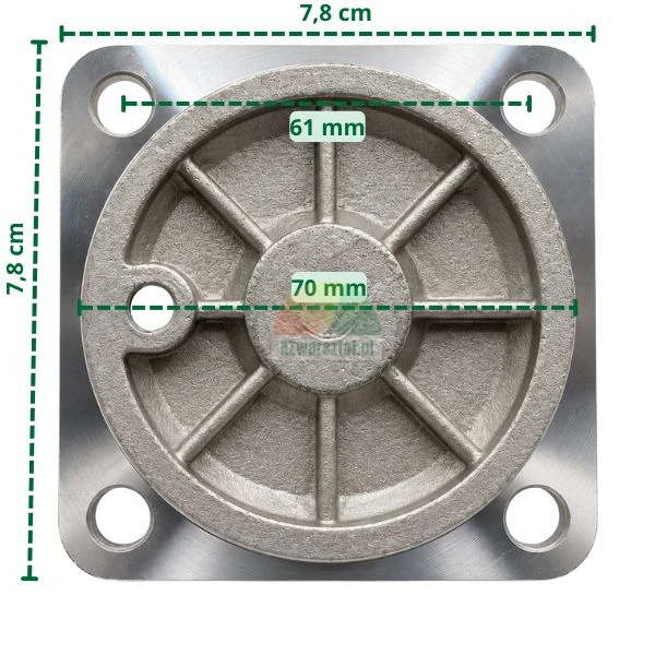 Flansza montażowa siłownika 7,8 cm z wymiarami technicznymi