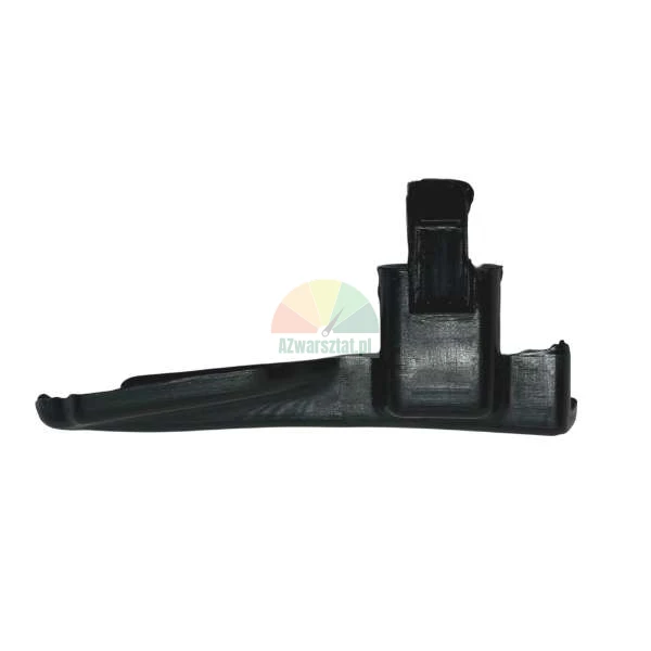 Czarny plastikowy element mocujący na białym tle
