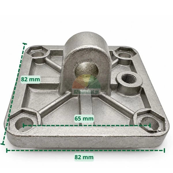 Flansza siłownika zaciskowego i uchylnego 82x82 mm do siłownika 75 mm z naniesionymi wymiarami