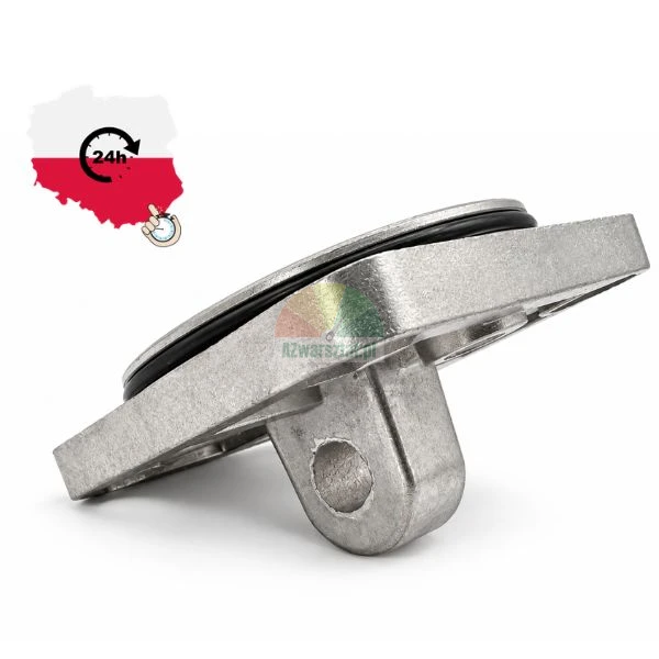 Aluminiowe mocowanie kołnierzowe siłownika z uchem mocującym i uszczelką o-ring na białym tle