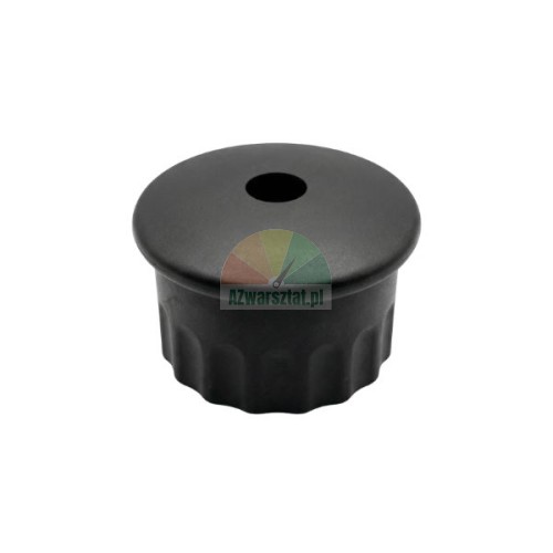 Czarny plastikowy uchwyt do pręta sześciokątnego 41 mm na białym tle