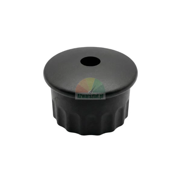 Czarny plastikowy uchwyt do pręta sześciokątnego 41 mm na białym tle