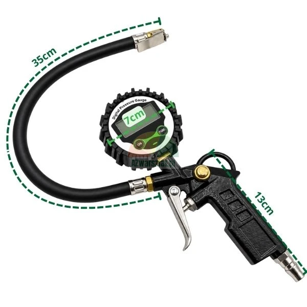 Pistolet do pompowania kół z manometrem cyfrowym 0-16 bar i wężem 35 cm